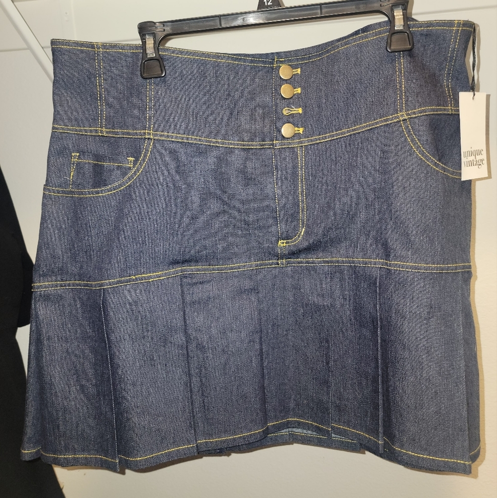 Unique Vintage mini denim skirt